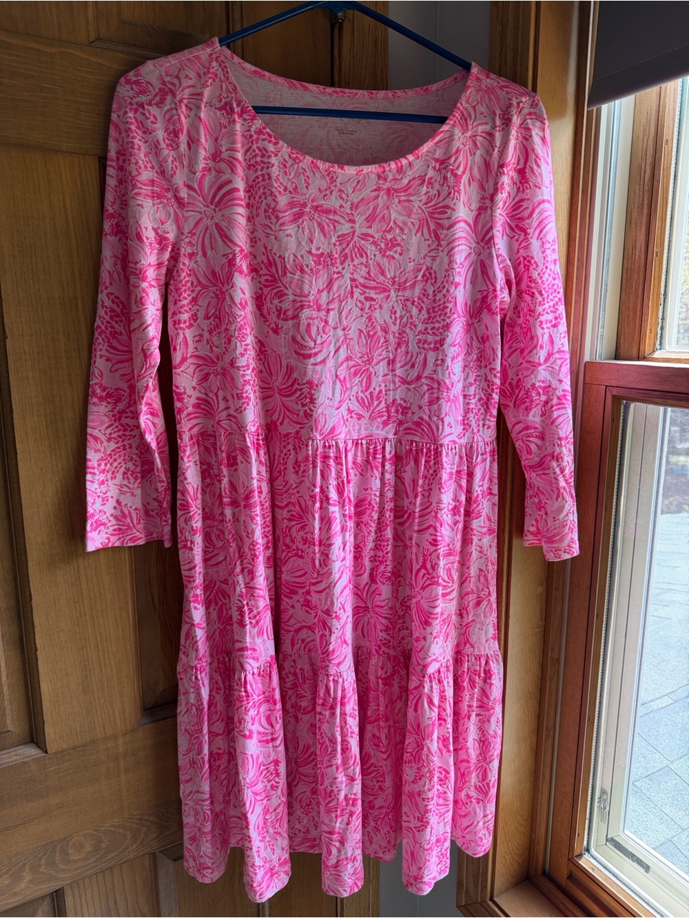 Lily Pulitzer Geanna Pink Floral Long-Sleeve Tiered Fit & Flare Dress - Picture 2 of 6